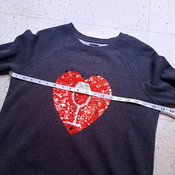 Paraphrase | Sequin Heart Wine Glass Sweater - Gray and Red - Picture 8 of 9